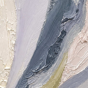 Close-up of raised hand-painted texture in blue, white, and pink & blush.