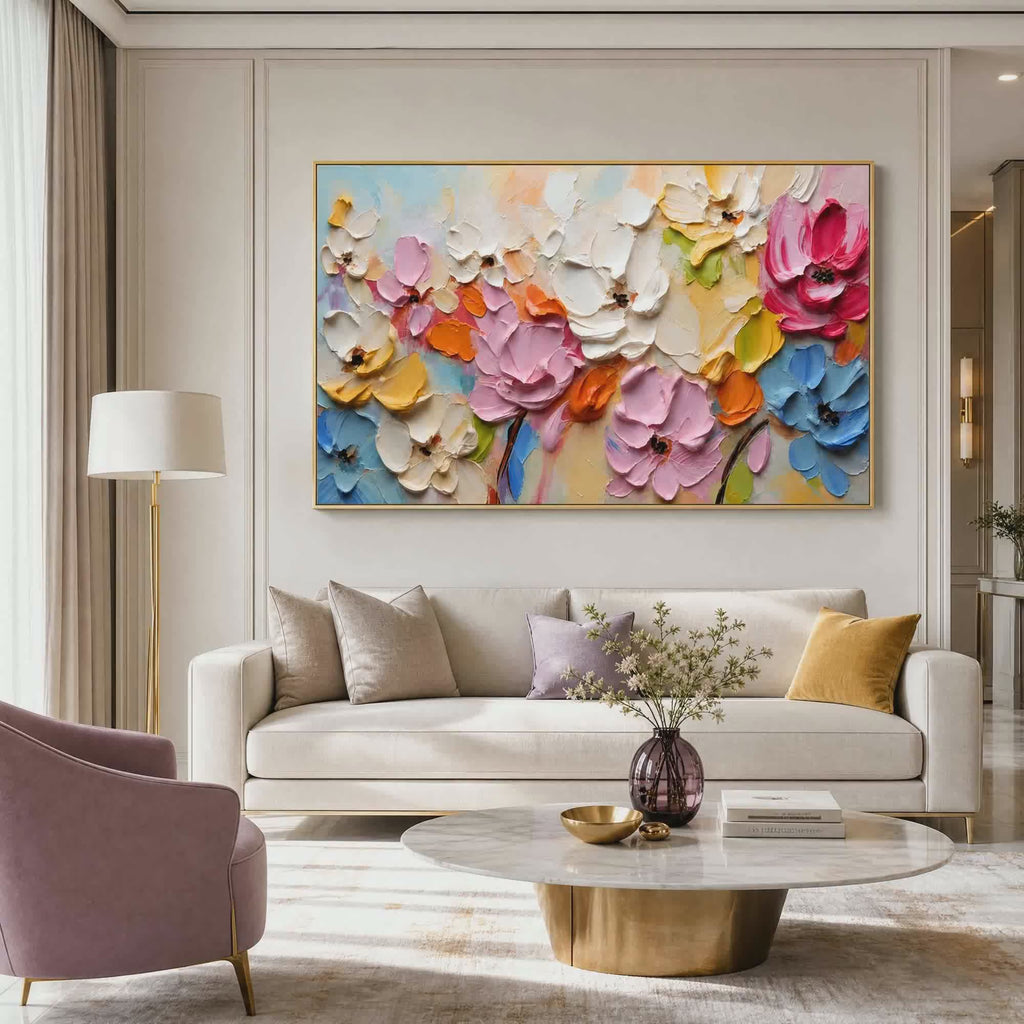 Blooms in Relief: Textured Abstract Canvas Wall Art (副本3) (副本) (副本)