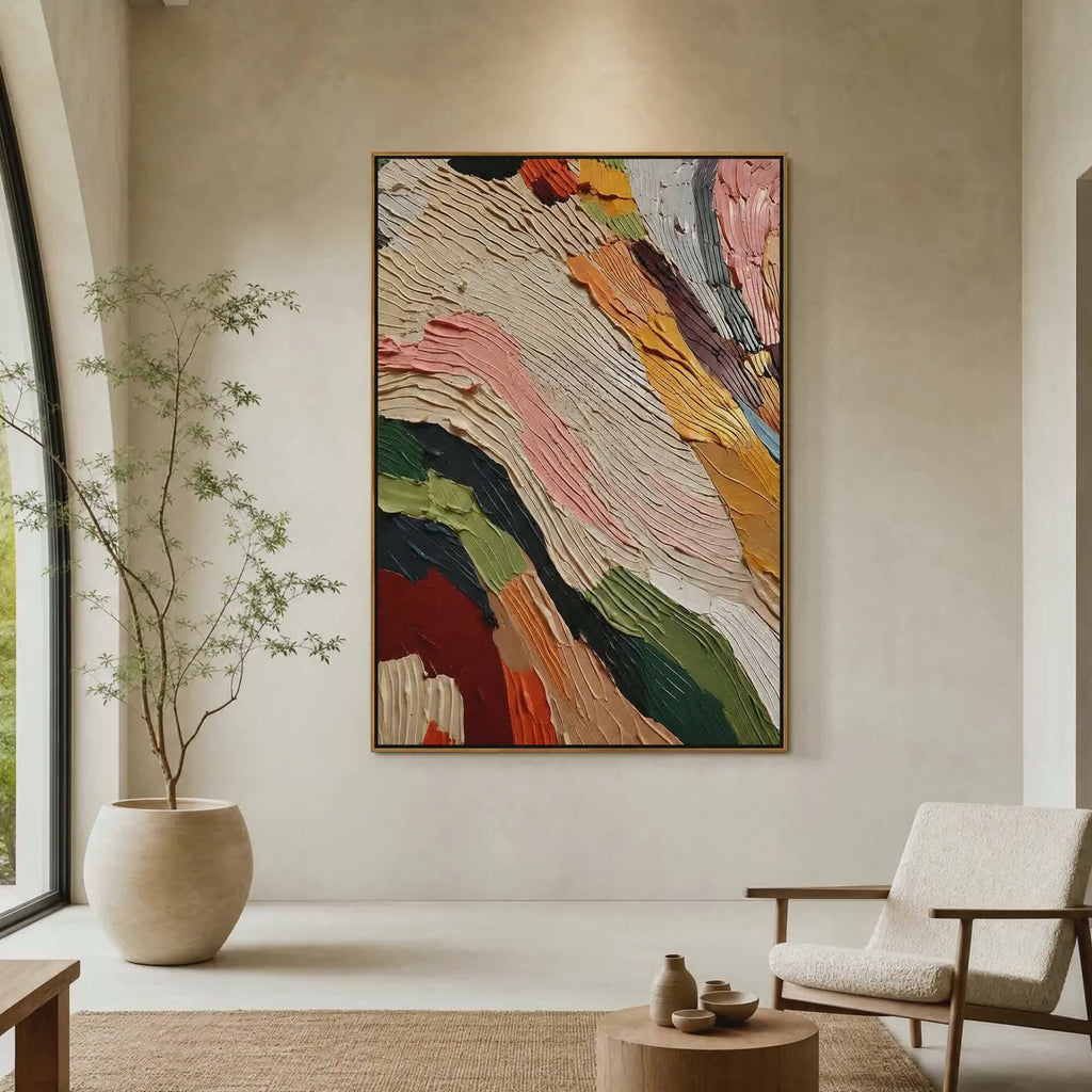 Blooms in Relief: Textured Abstract Canvas Wall Art (副本3) (副本)