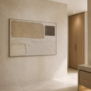 Wabi-Sabi Abstract Wall Art displayed in a refined bathroom.