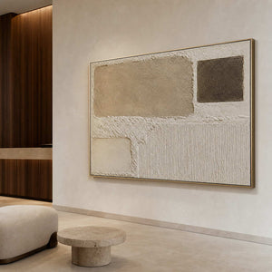 Wabi-Sabi Abstract Wall Art displayed in a refined hospitality lounge.