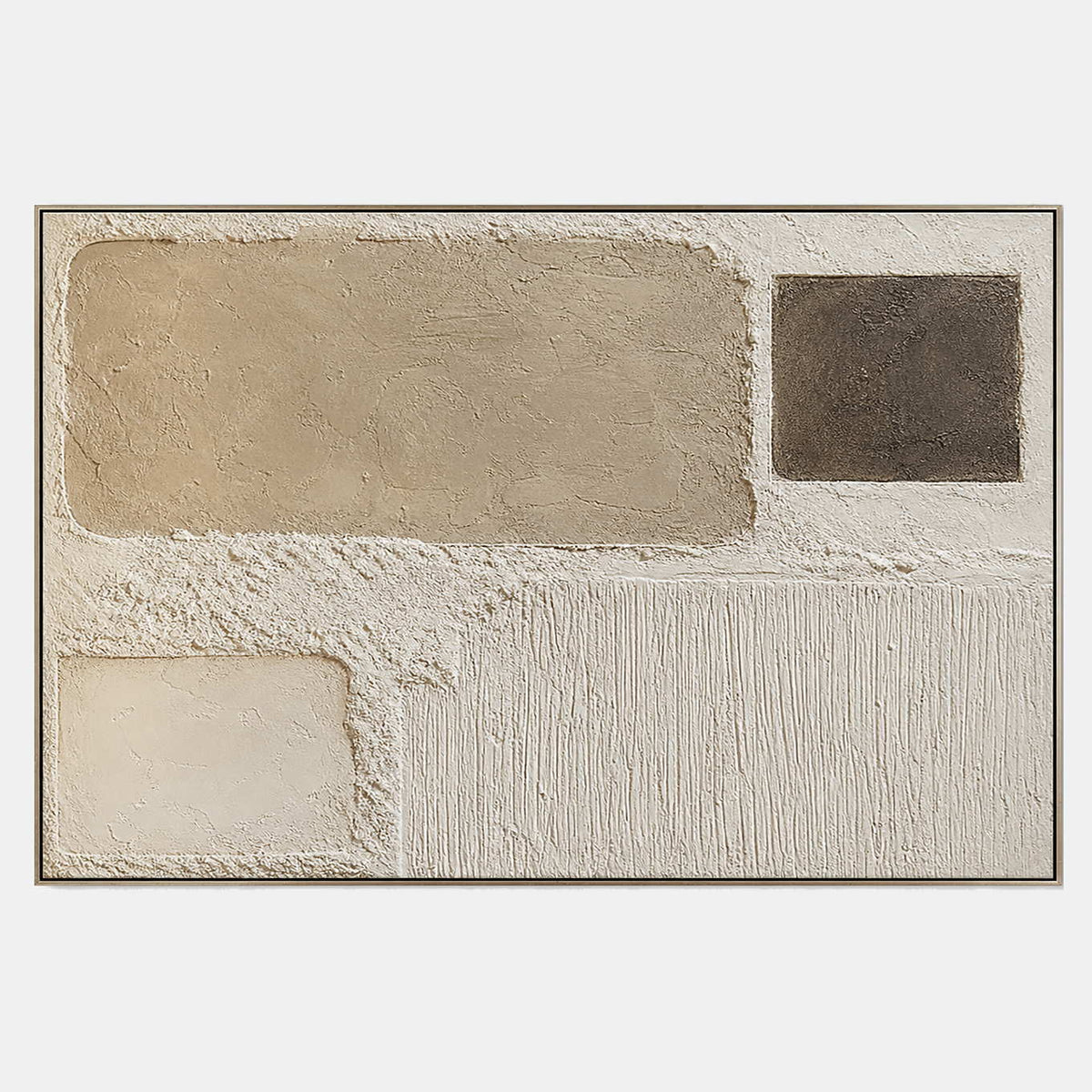 Hand-painted wabi-sabi abstract wall art with neutral, white, and earth tones tones.
