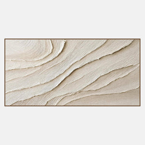 Panoramic ivory abstract wall art with layered flowing relief.