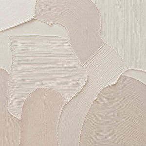 Close-up of ivory striations, raised seams, and pale blush relief.