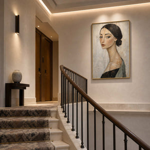 Modern Portrait Wall Art displayed in a refined hospitality.