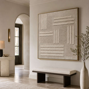 Hand-painted textured canvas for hospitality interiors.