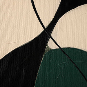 Close-up texture detail of Red Notes Move Through Deep Green
