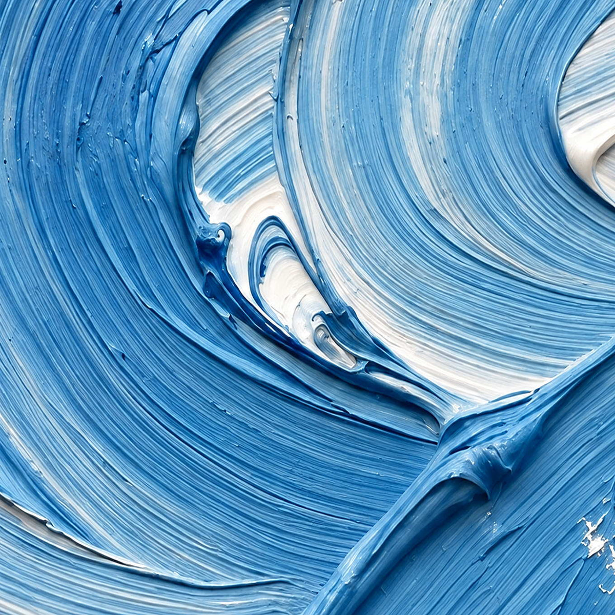 Close-up of Riding the Wave showing sweeping blue and white ridges following the curve of the wave.
