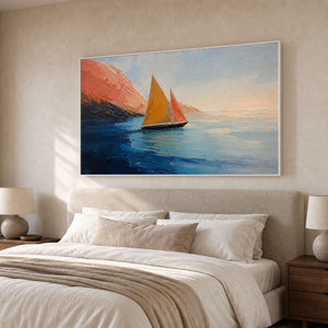 Coastal Wall Art displayed in a refined bedroom.