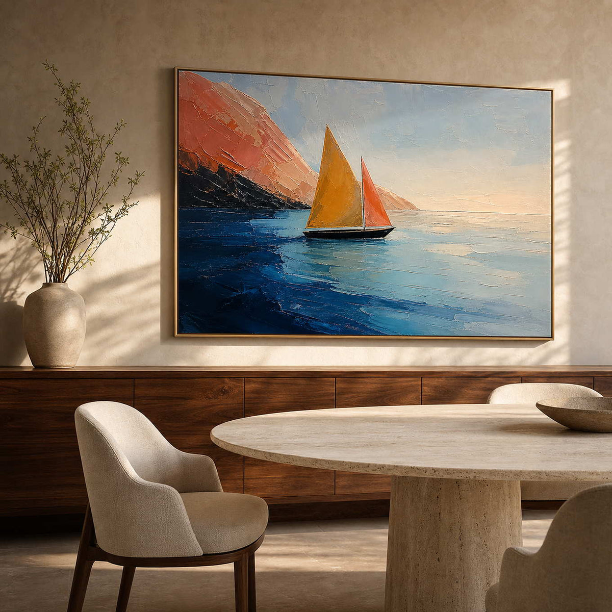 Coastal Wall Art displayed in a refined dining room.