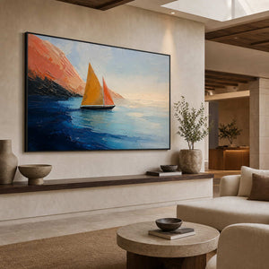Coastal Wall Art displayed in a refined hospitality lounge.