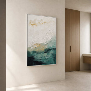 Textured Abstract Wall Art displayed in a refined bathroom.