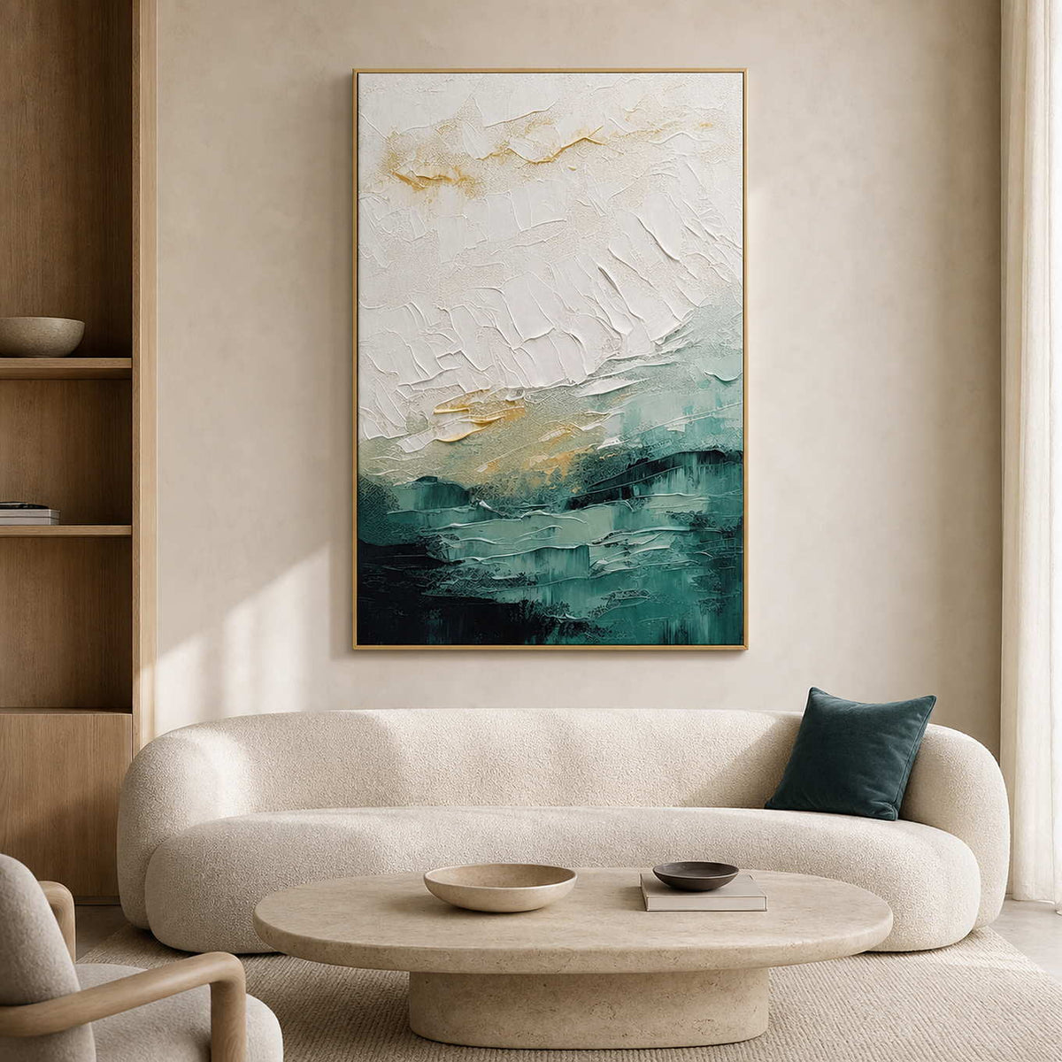 Textured Abstract Wall Art displayed in a refined living room.