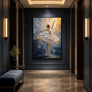 Ballerina painting adding graceful color to a boutique hotel corridor