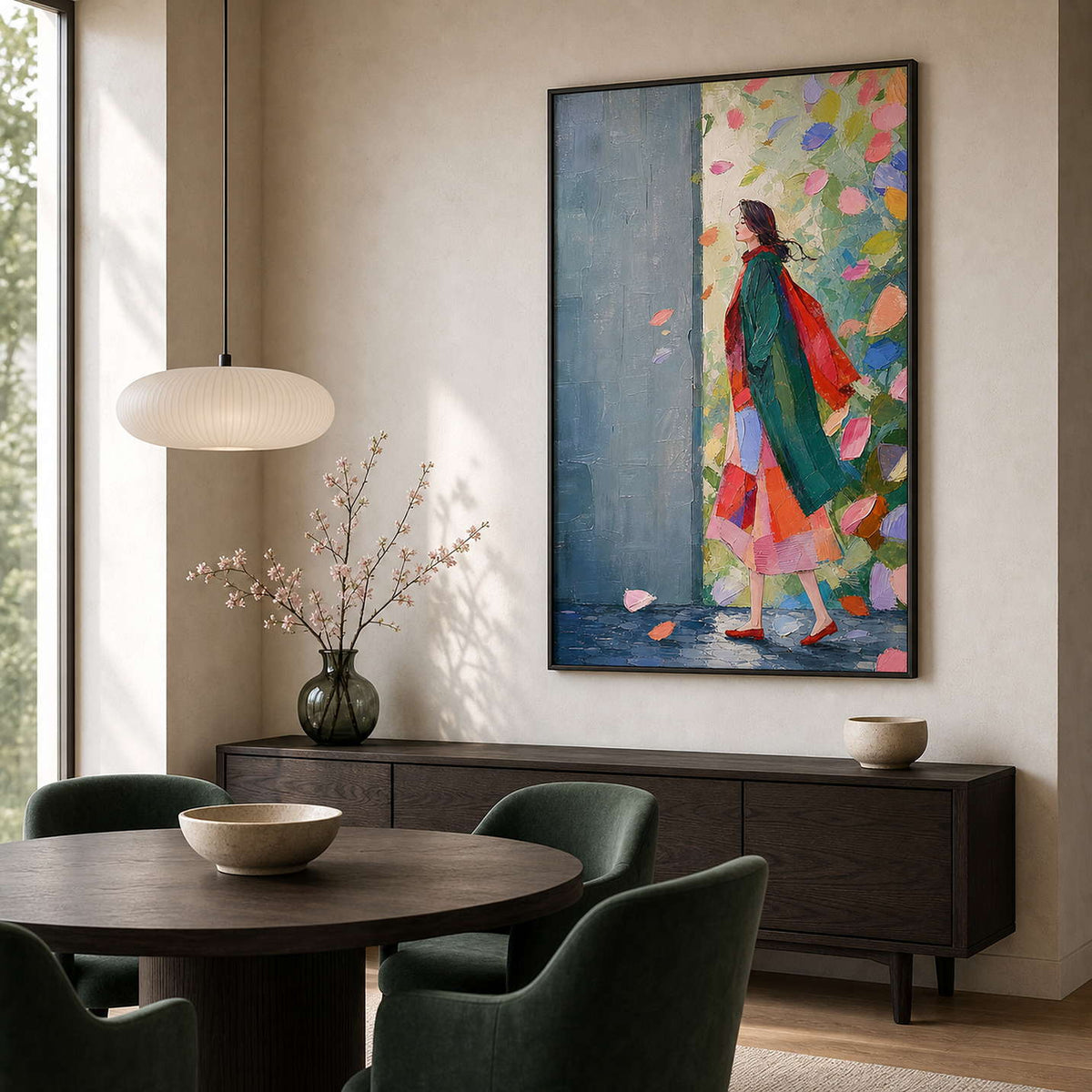 Modern Figurative Wall Art displayed in a refined dining room.