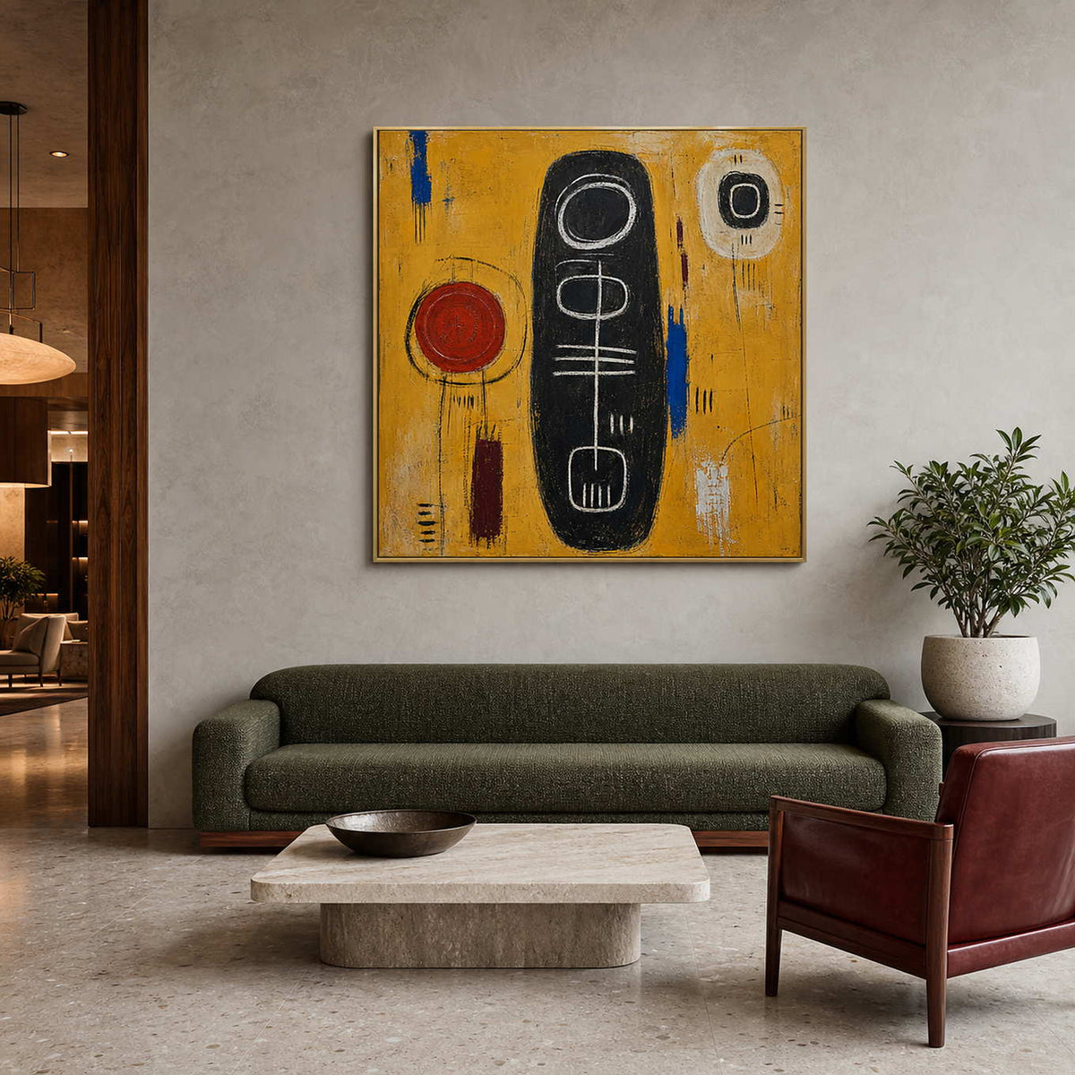 Modern Abstract Wall Art displayed in a refined hospitality lounge 2.