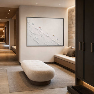 Textured Skiing Wall Art displayed in a refined hospitality.