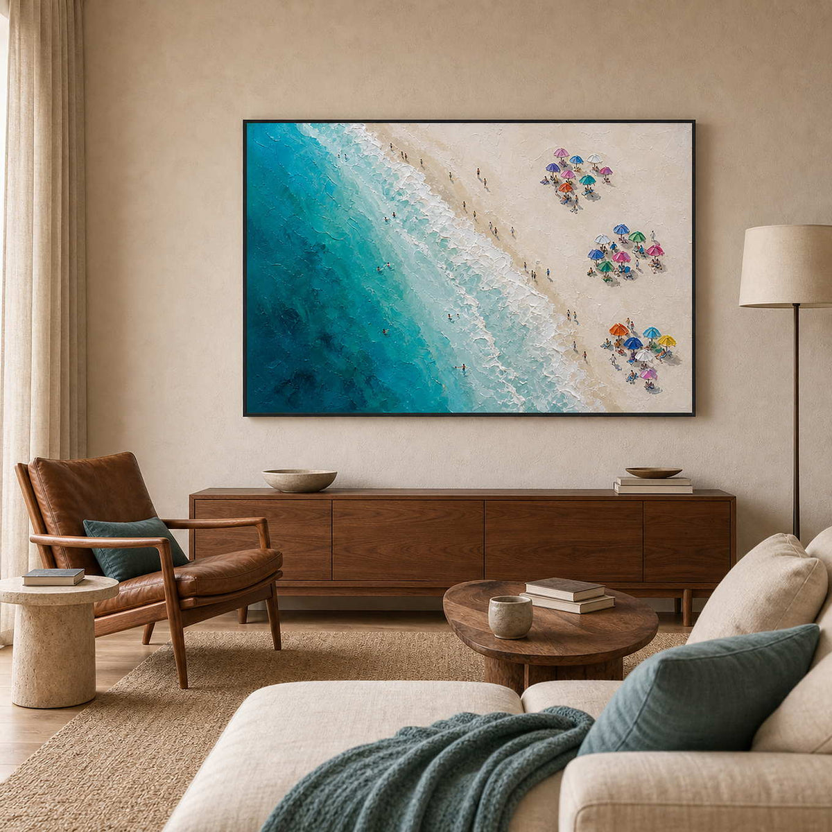 Coastal Beach Wall Art displayed in a refined living room 2.