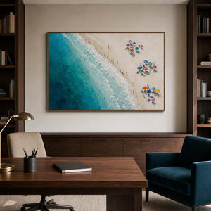 Coastal Beach Wall Art displayed in a refined office.