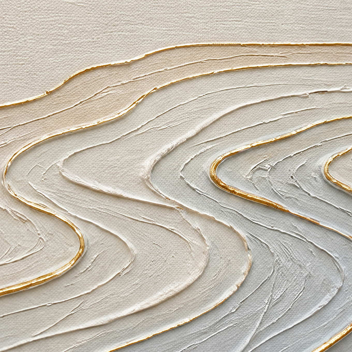Close-up of raised pale blue wave contours with fine gold lines.