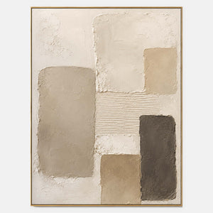 Hand-painted Wabi-Sabi canvas with soft neutral blocks.