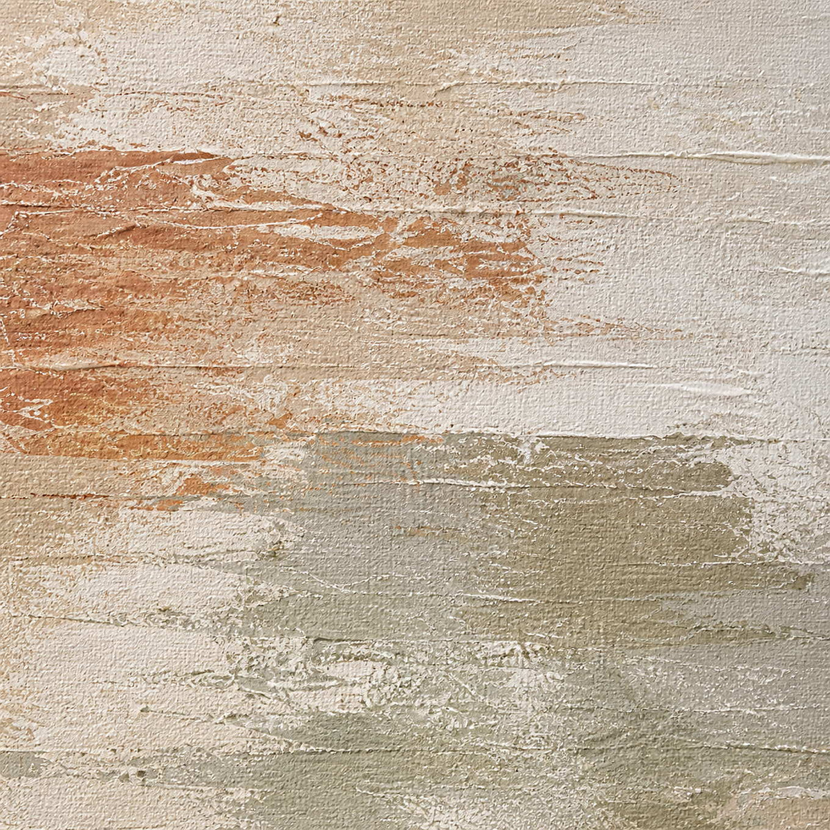 Close detail of ivory, clay, and olive layered canvas texture.