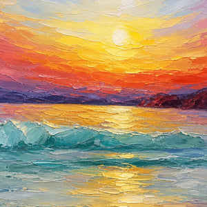 Close-up of raised coral sky, turquoise surf, and golden reflection.