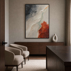 Wabi-Sabi Abstract Wall Art displayed in a refined office.