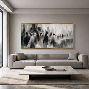 The Amber Figure in Passing wall art in a modern living room.
