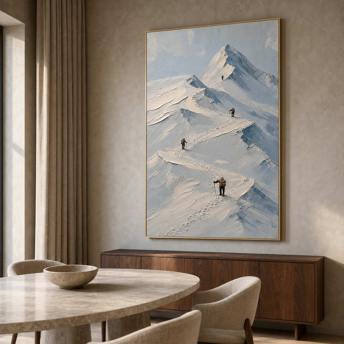 Mountain Wall Art displayed in a refined dining room.