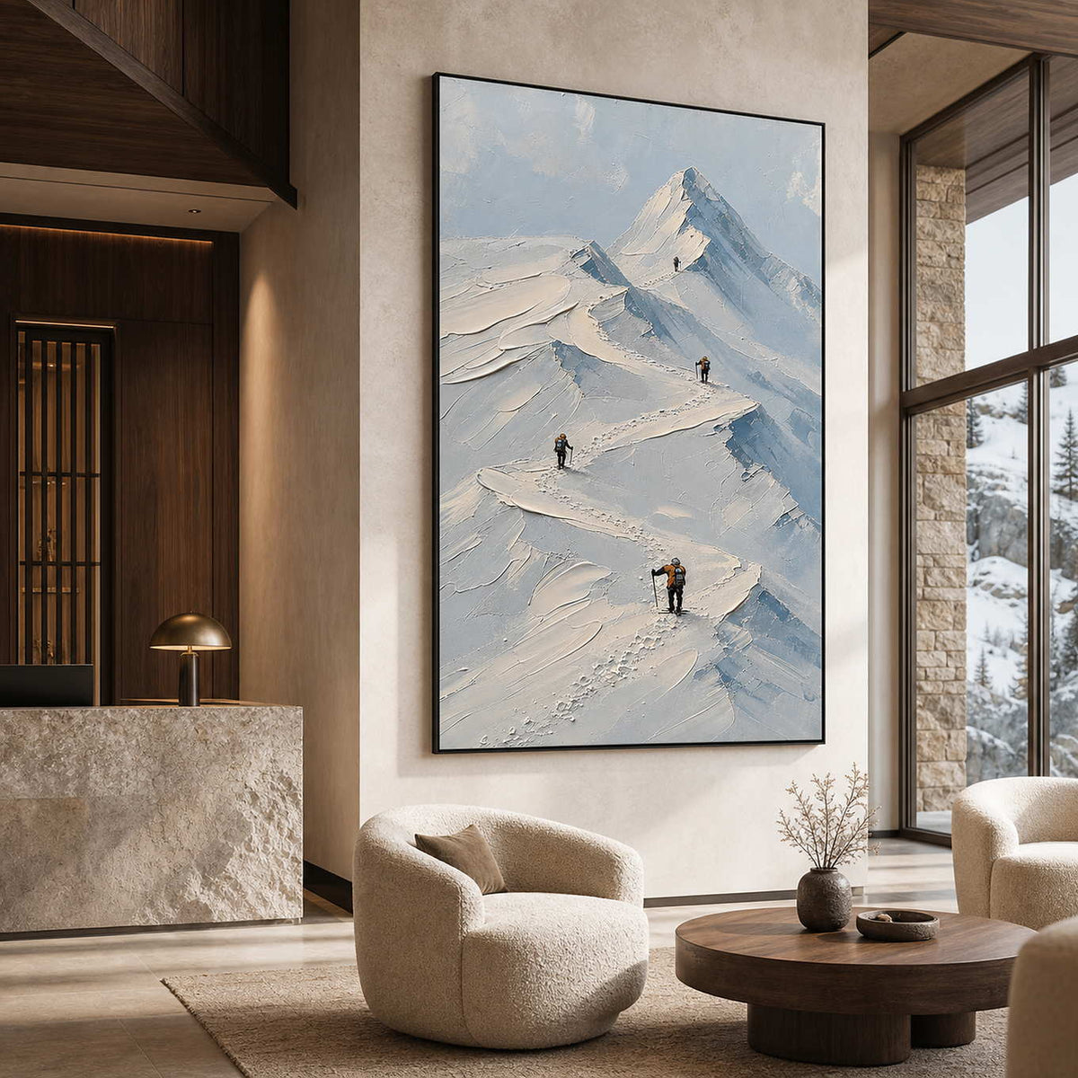 Mountain Wall Art displayed in a refined hospitality lounge.
