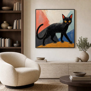 Modern Cat Wall Art displayed in a refined living room.