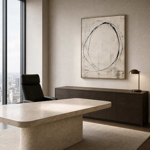 Minimalist Abstract Wall Art displayed in a refined office.