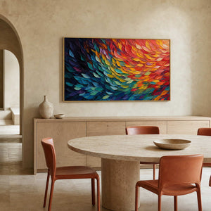 Textured Abstract Wall Art displayed in a refined dining room.