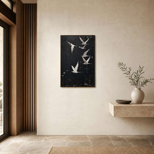 Minimalist Bird Wall Art displayed in a refined entryway 2.