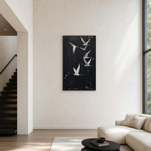 Minimalist Bird Wall Art displayed in a refined entryway.