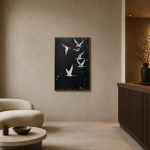 Minimalist Bird Wall Art displayed in a refined hospitality lounge 2.