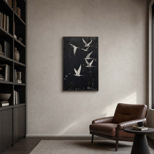 Minimalist Bird Wall Art displayed in a refined living room.