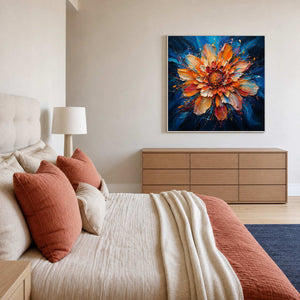 Textured Floral Wall Art displayed in a refined bedroom.