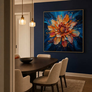 Textured Floral Wall Art displayed in a refined dining room.