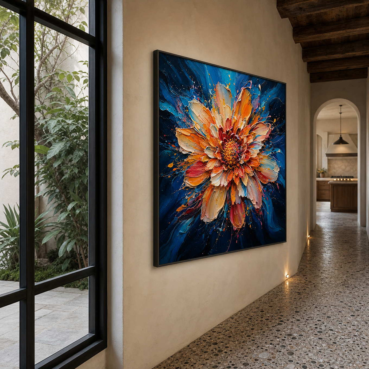 Textured Floral Wall Art displayed in a refined entryway.