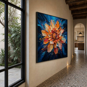 Textured Floral Wall Art displayed in a refined entryway.