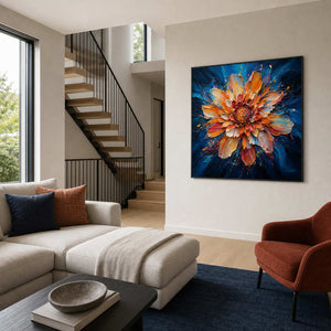 Textured Floral Wall Art displayed in a refined living room.