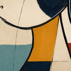 Close up of textured dog artwork with expressive layered brushwork.