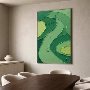 Modern Golf Wall Art displayed in a refined dining room.