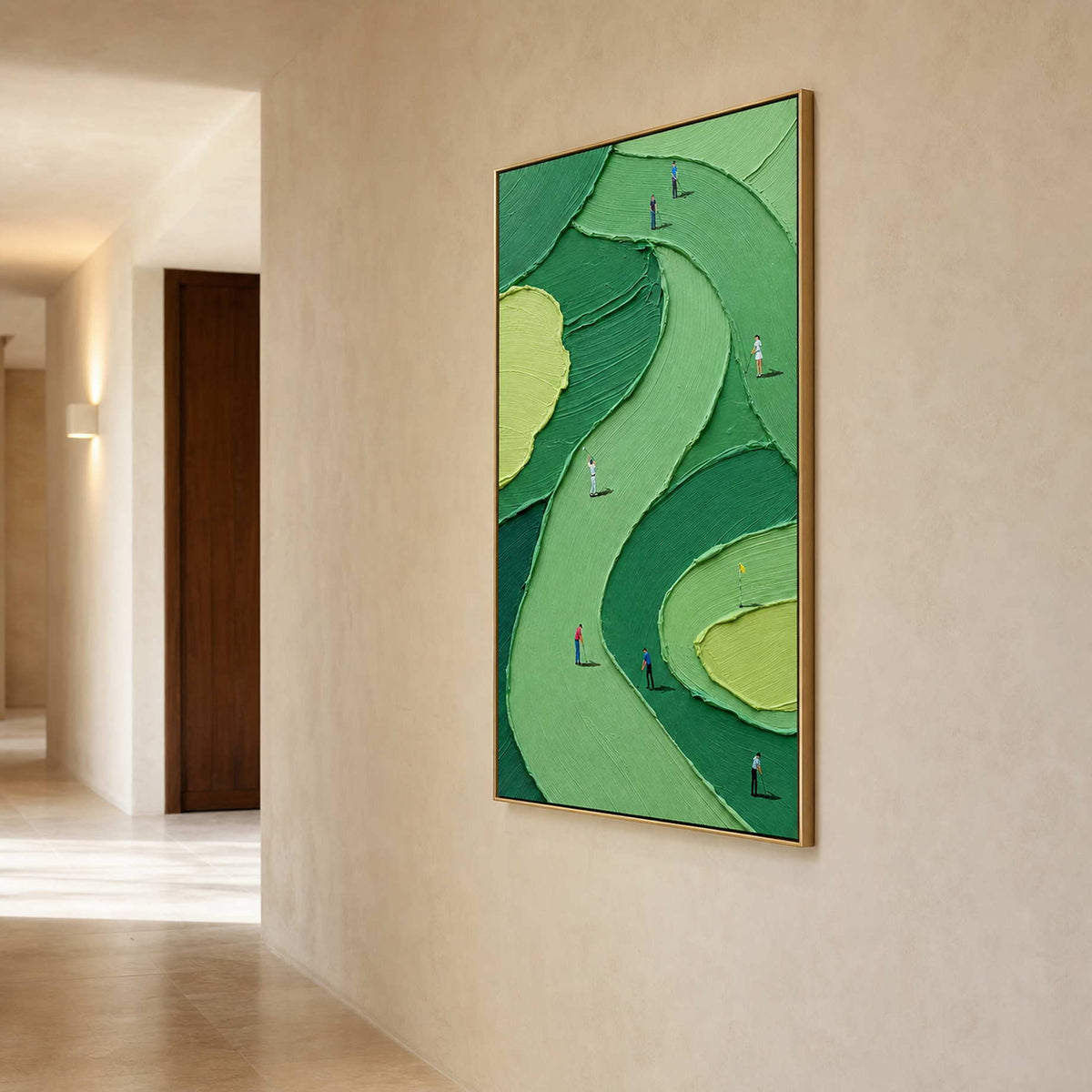 Modern Golf Wall Art displayed in a refined entryway.