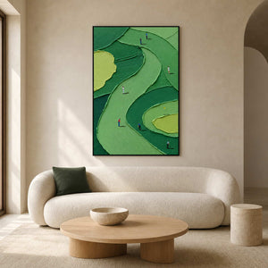 Modern Golf Wall Art displayed in a refined living room.