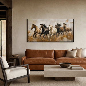 Equestrian Wall Art displayed in a refined living room.