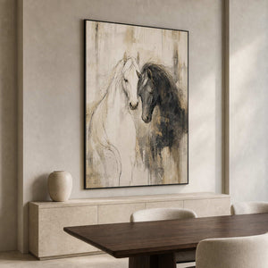 Equestrian Wall Art displayed in a refined dining room.