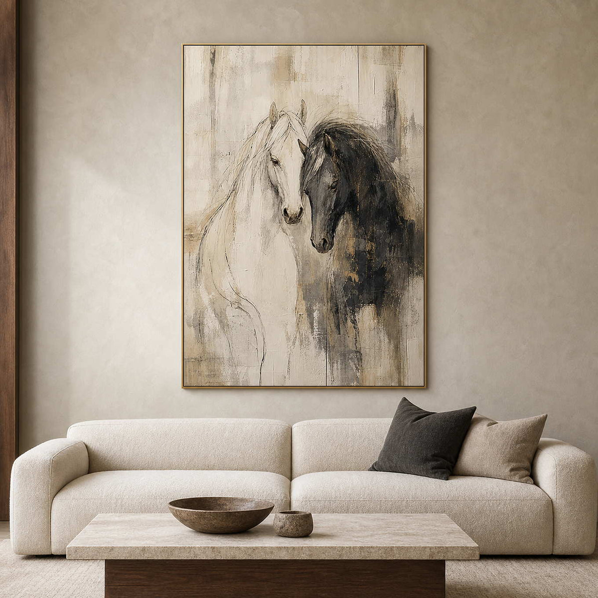 Equestrian Wall Art displayed in a refined living room.